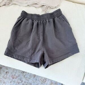 Meshki Dark Gray High Waisted Rolled Hem Lounge Shorts Sz M